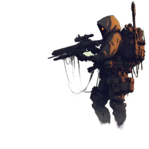 weapon, jacket, robot, mask transparent PNG cut-out