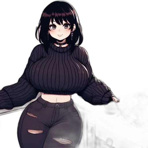 dress, jacket, creature, staff transparent PNG cut-out