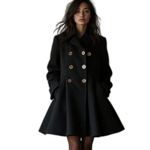 jacket, dress, dark, monochrome transparent PNG cut-out