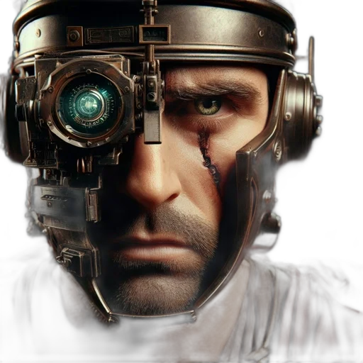 robot, face, mask, weapon transparent PNG cut-out