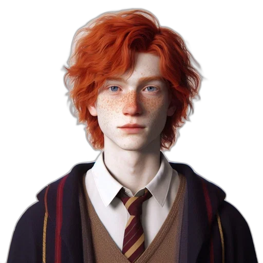 hair, face, jacket, staff transparent PNG cut-out