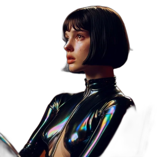 robot, jacket, face, hair transparent PNG cut-out