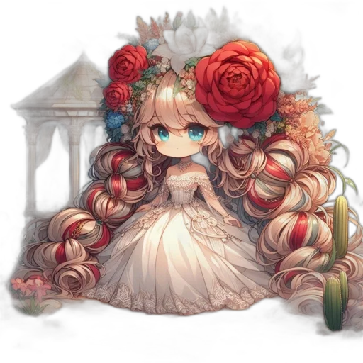 crown, dress, flower, staff transparent PNG cut-out