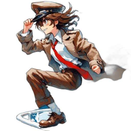 jacket, staff, hat, weapon transparent PNG cut-out