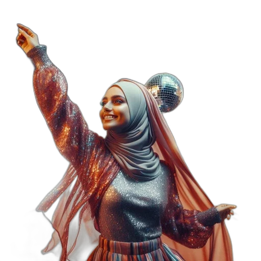 3d render, concept art, woman, sequined transparent PNG cut-out