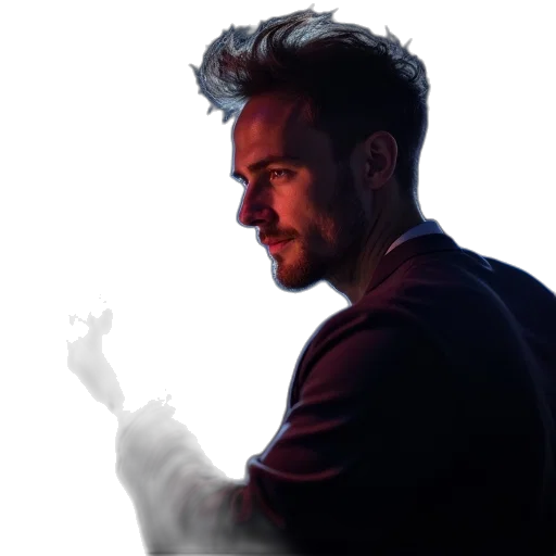 jacket, face, hair, weapon transparent PNG cut-out