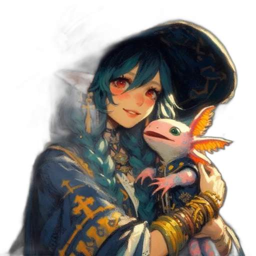 dragon, mask, staff, hat transparent PNG cut-out