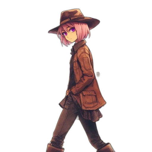 jacket, hat, staff, weapon transparent PNG cut-out