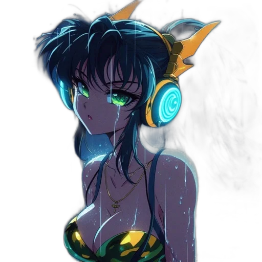 mask, staff, jewelry, cyberpunk transparent PNG cut-out
