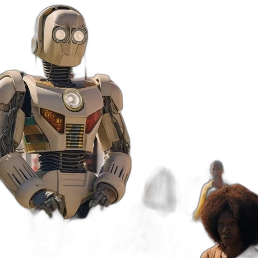 robot, concept art, 3d render, comic book art transparent PNG cut-out