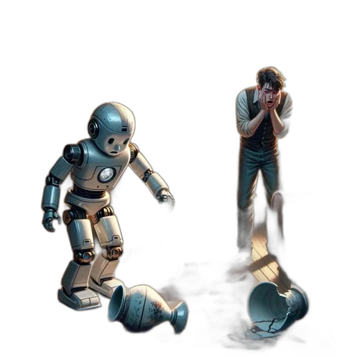 robot, concept art, 3d render, pixel art transparent PNG cut-out