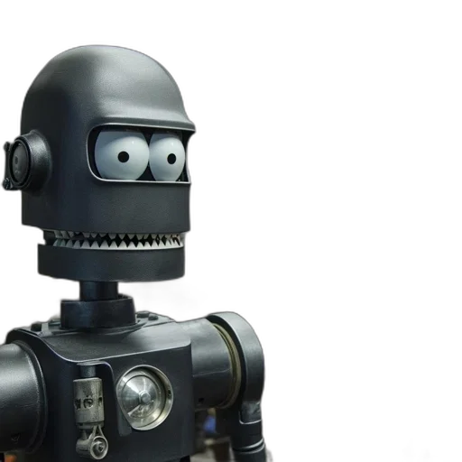 robot, 3d render, metallic, head-segmented transparent PNG cut-out