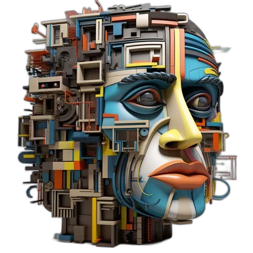 mask, face, robot, 3d render transparent PNG cut-out