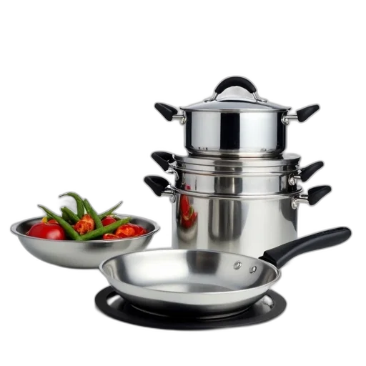 food, stainless, steel, frying transparent PNG cut-out