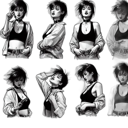 comic book art, concept art, cyberpunk, anime transparent PNG cut-out
