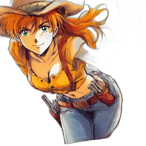 hat, weapon, watercolor, comic book art transparent PNG cut-out