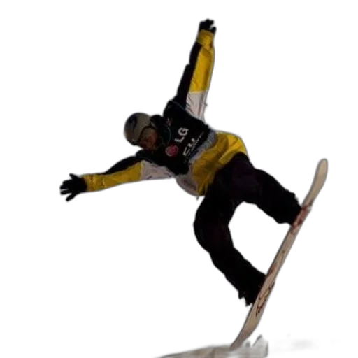 staff, 3d render, snowboarder, mid-air transparent PNG cut-out