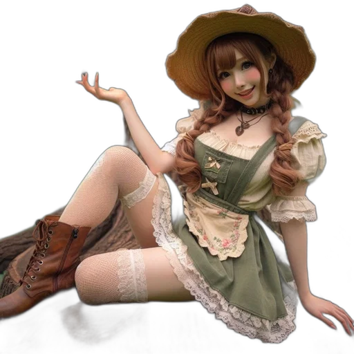 dress, hat, staff, fantasy art transparent PNG cut-out