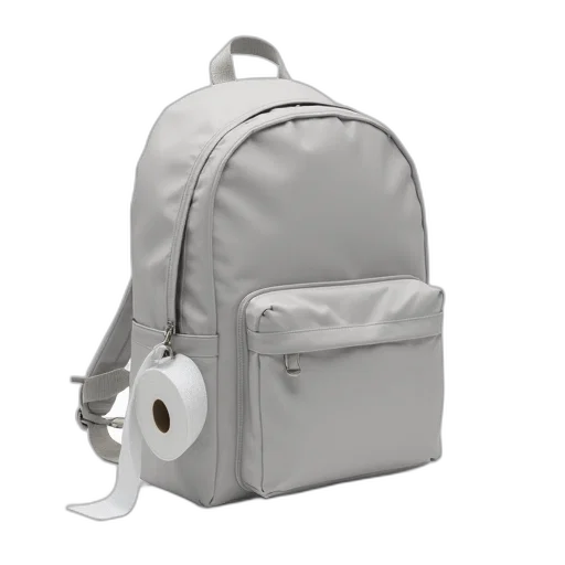 3d render, backpack, toilet, roll transparent PNG cut-out