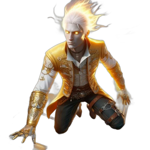 jacket, staff, creature, hair transparent PNG cut-out