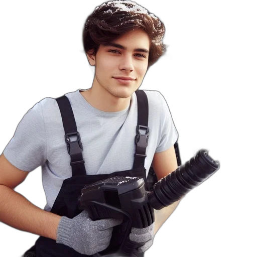 weapon, staff, robot, hair transparent PNG cut-out