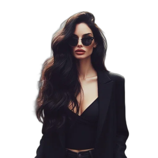 hair, jacket, dress, face transparent PNG cut-out
