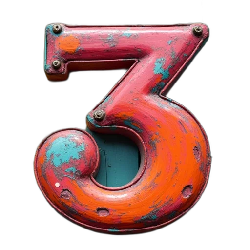 3d render, colorful, painted, numbers transparent PNG cut-out