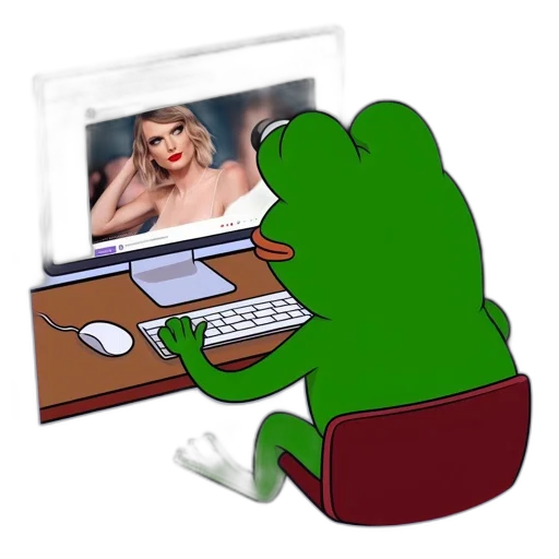 cartoon, frog, seated, desk transparent PNG cut-out