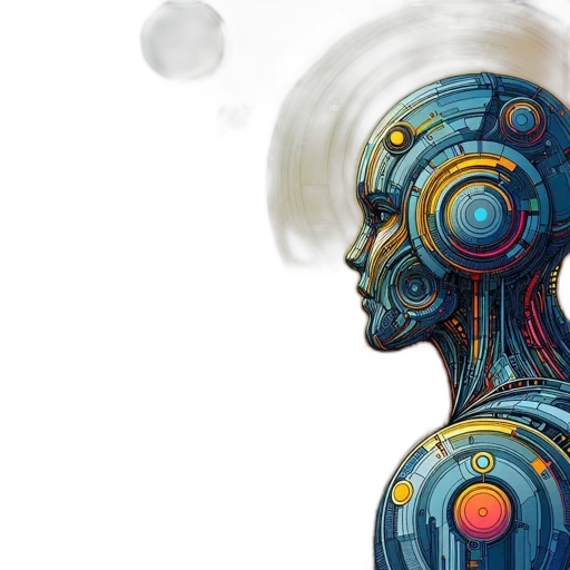robot, concept art, cyberpunk, 3d render transparent PNG cut-out