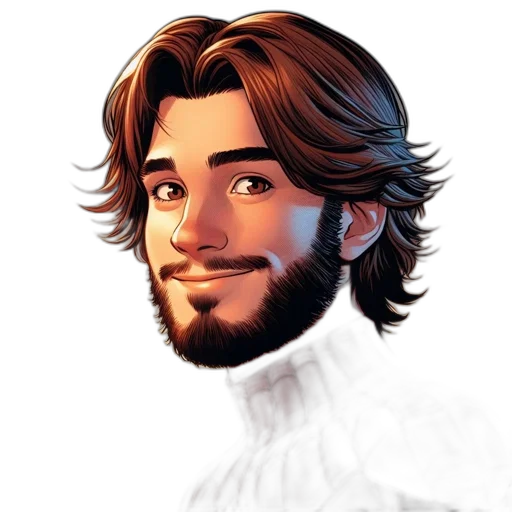 face, hair, staff, jacket transparent PNG cut-out