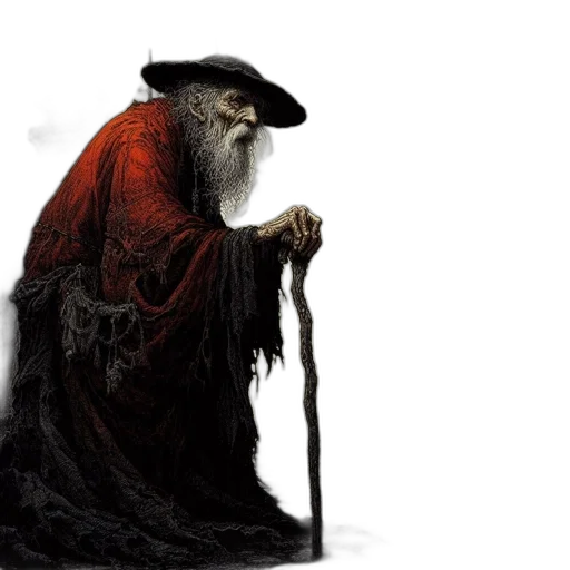 hat, staff, fantasy art, concept art transparent PNG cut-out