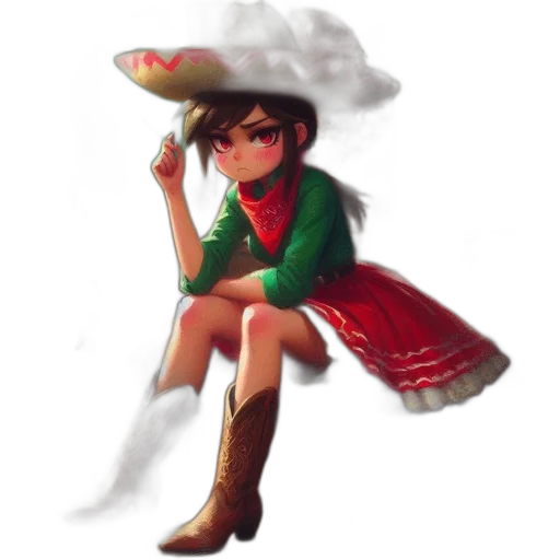 umbrella, hat, dress, staff transparent PNG cut-out