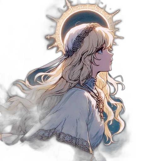 crown, dress, staff, hair transparent PNG cut-out