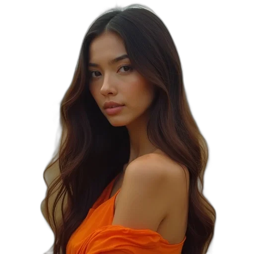 dress, hair, face, jewelry transparent PNG cut-out