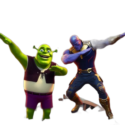 3d render, concept art, outer space, shrek transparent PNG cut-out