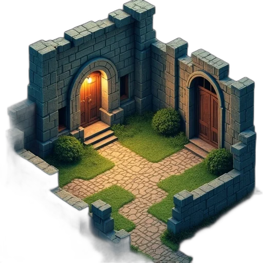 building, 3d render, concept art, pixel art transparent PNG cut-out