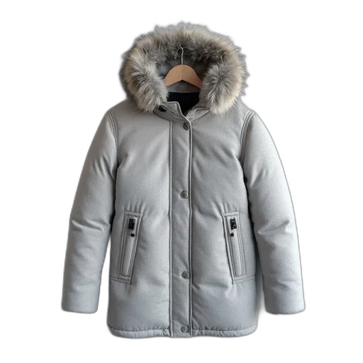jacket, winter, light, grey transparent PNG cut-out