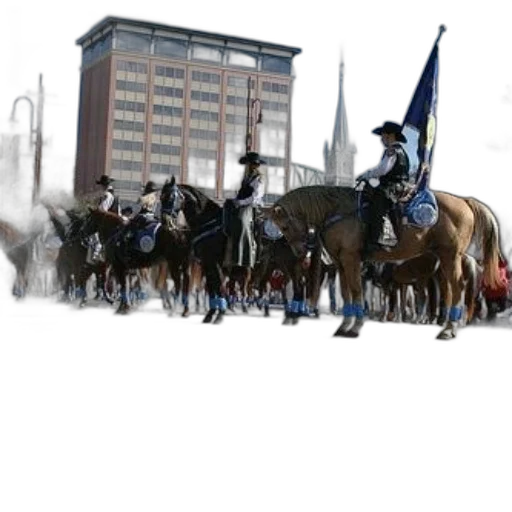 concept art, city street, parade, people transparent PNG cut-out