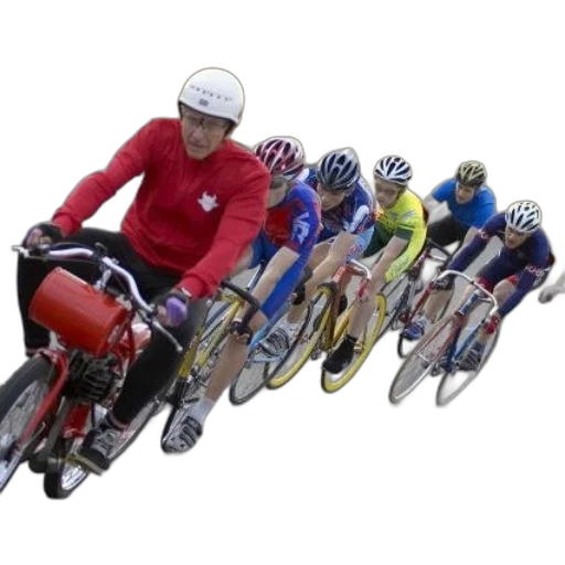 group, cyclists, including, one transparent PNG cut-out