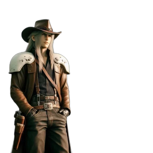 hat, jacket, staff, robot transparent PNG cut-out