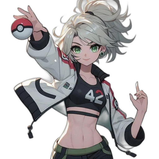 jacket, staff, hair, weapon transparent PNG cut-out