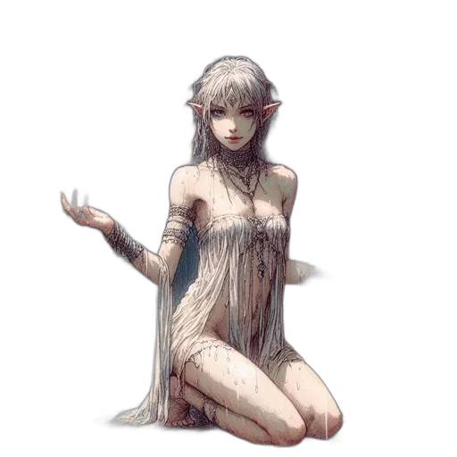 dress, staff, creature, sword transparent PNG cut-out