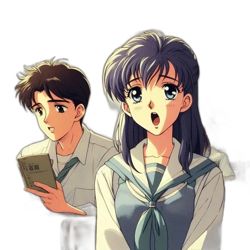 anime, vaporwave, pixel art, cartoon transparent PNG cut-out