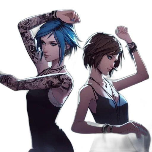 dress, concept art, cyberpunk, comic book art transparent PNG cut-out