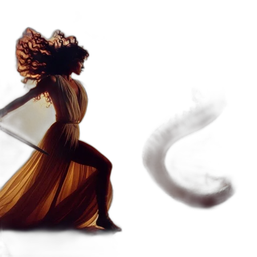 dress, hair, dragon, sword transparent PNG cut-out