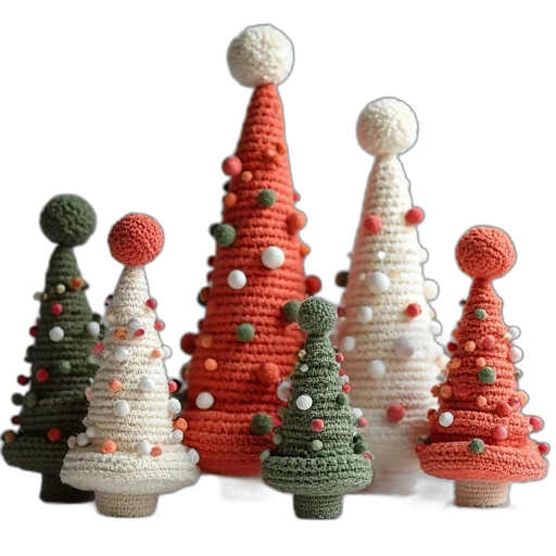 3d render, group, crochet, christmas transparent PNG cut-out