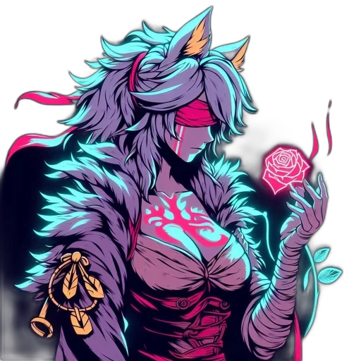 mask, jacket, staff, creature transparent PNG cut-out
