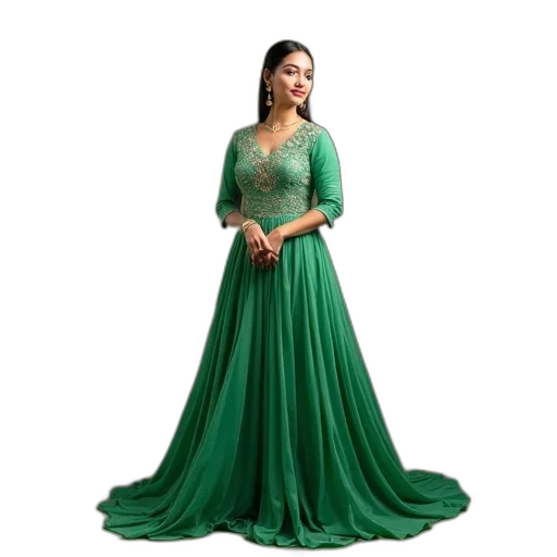 dress, green, beautiful, colored transparent PNG cut-out