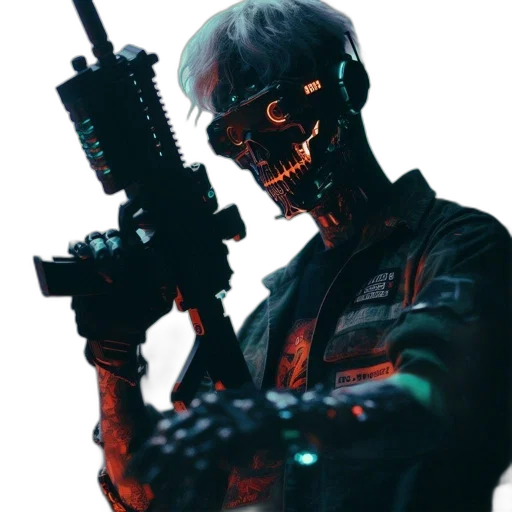 robot, weapon, face, staff transparent PNG cut-out