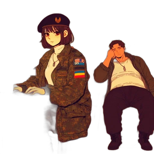 jacket, hat, weapon, anime transparent PNG cut-out